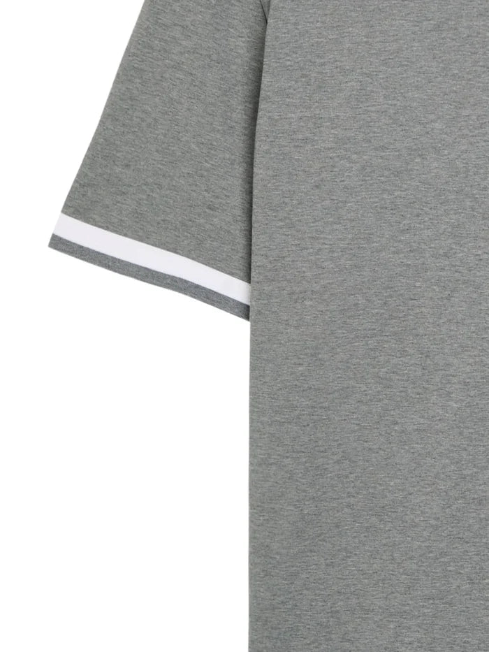 BOSS H-Tessler 200 Mercerised-Cotton Slim-Fit T-Shirt With Contrast Trims Medium Grey - MAISONDEFASHION.COM