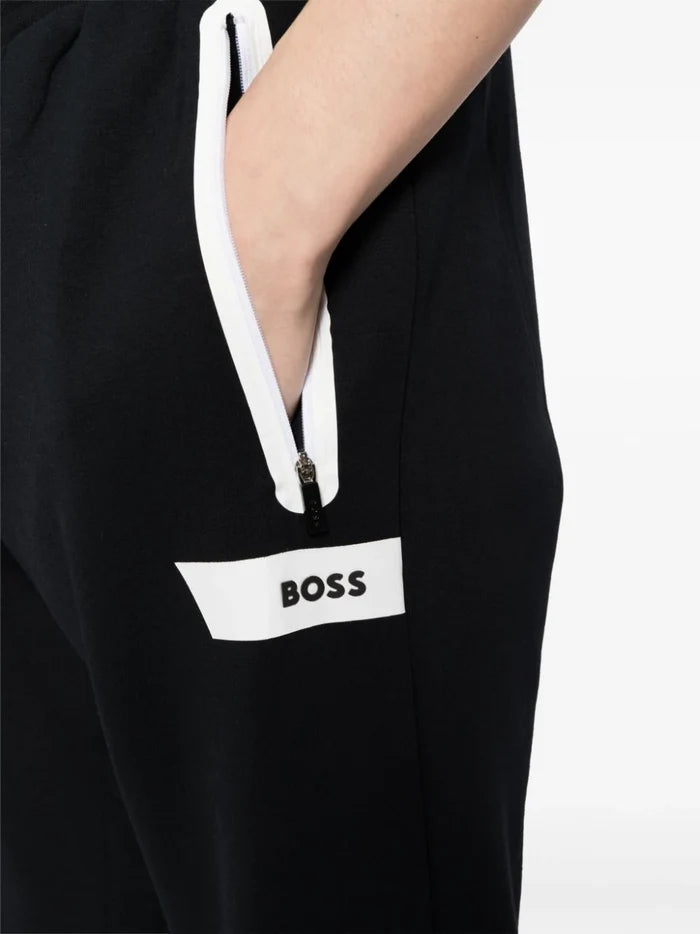 BOSS MEN Hadiko Tracksuit Bottoms Black White - MAISONDEFASHION.COM