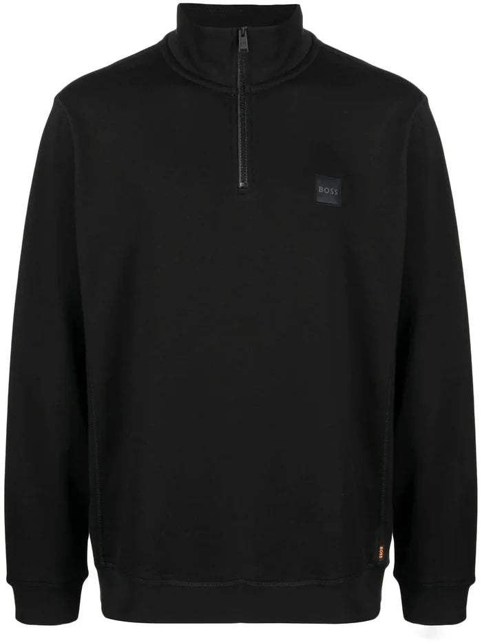BOSS High-neck Half-zip Sweatshirt Black - MAISONDEFASHION.COM
