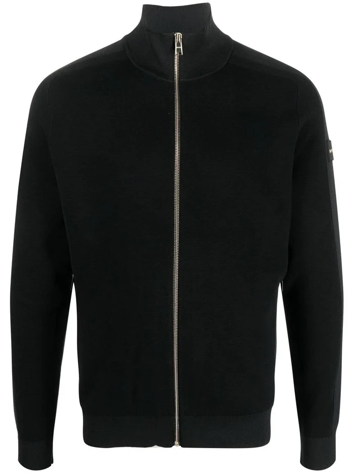 BOSS High-neck Zip-up Cardigan Black - MAISONDEFASHION.COM