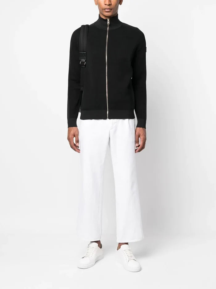 BOSS High-neck Zip-up Cardigan Black - MAISONDEFASHION.COM