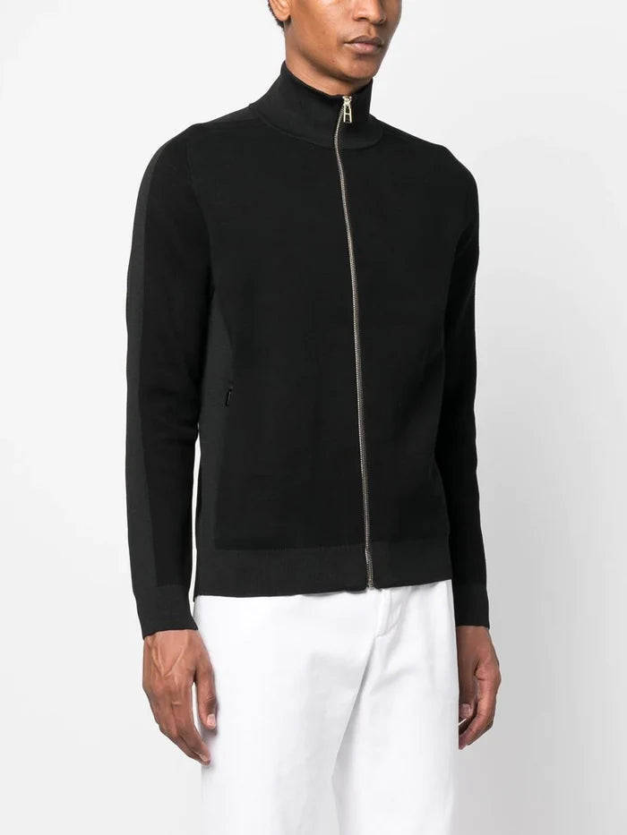 BOSS High-neck Zip-up Cardigan Black - MAISONDEFASHION.COM