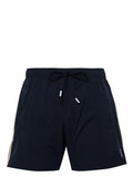 BOSS MEN Iconic Logo Print Swim Shorts Navy - MAISONDEFASHION.COM