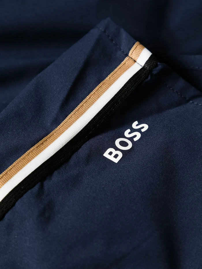BOSS MEN Iconic Logo Print Swim Shorts Navy - MAISONDEFASHION.COM