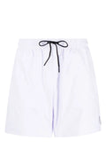 BOSS MEN Iconic Logo Print Swim Shorts White - MAISONDEFASHION.COM