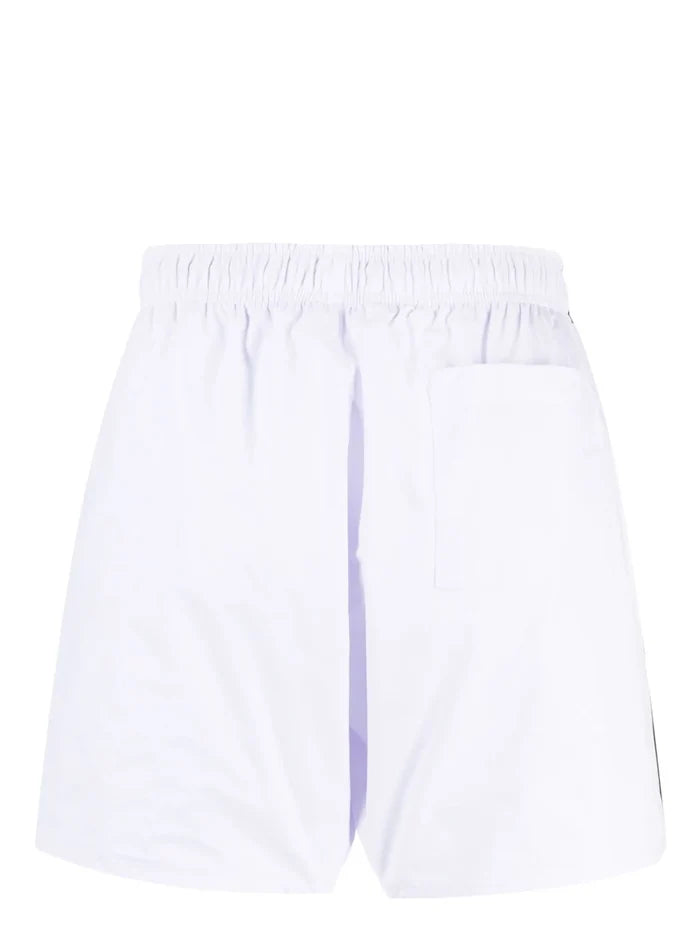 BOSS MEN Iconic Logo Print Swim Shorts White - MAISONDEFASHION.COM