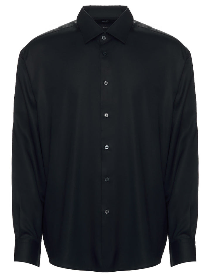 BOSS Kent Collar Long-Sleeved Shirt Black - MAISONDEFASHION.COM