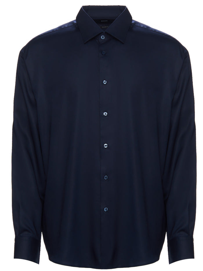 BOSS Kent Collar Shirt Dark Blue - MAISONDEFASHION.COM