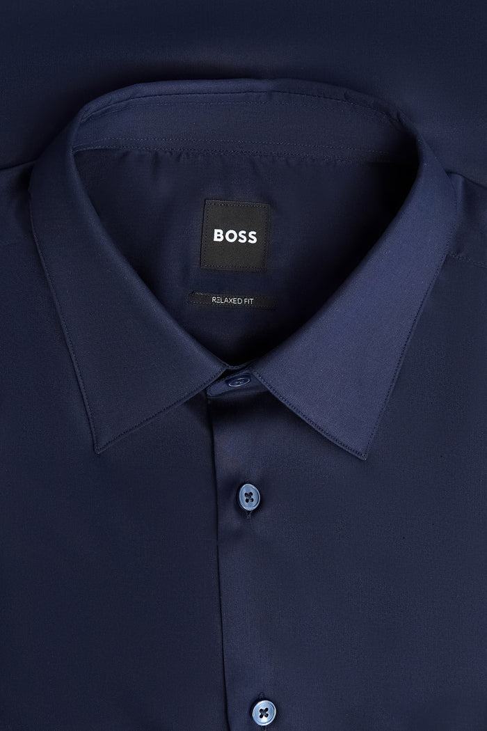 BOSS Kent Collar Shirt Dark Blue - MAISONDEFASHION.COM
