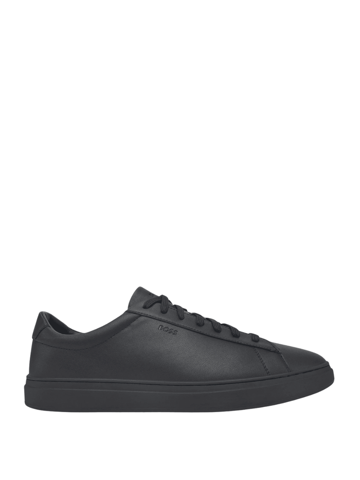 BOSS Leather Trainers With Rubber Sole Black - MAISONDEFASHION.COM