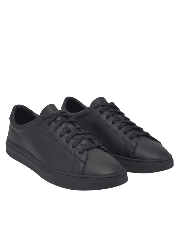 BOSS Leather Trainers With Rubber Sole Black - MAISONDEFASHION.COM