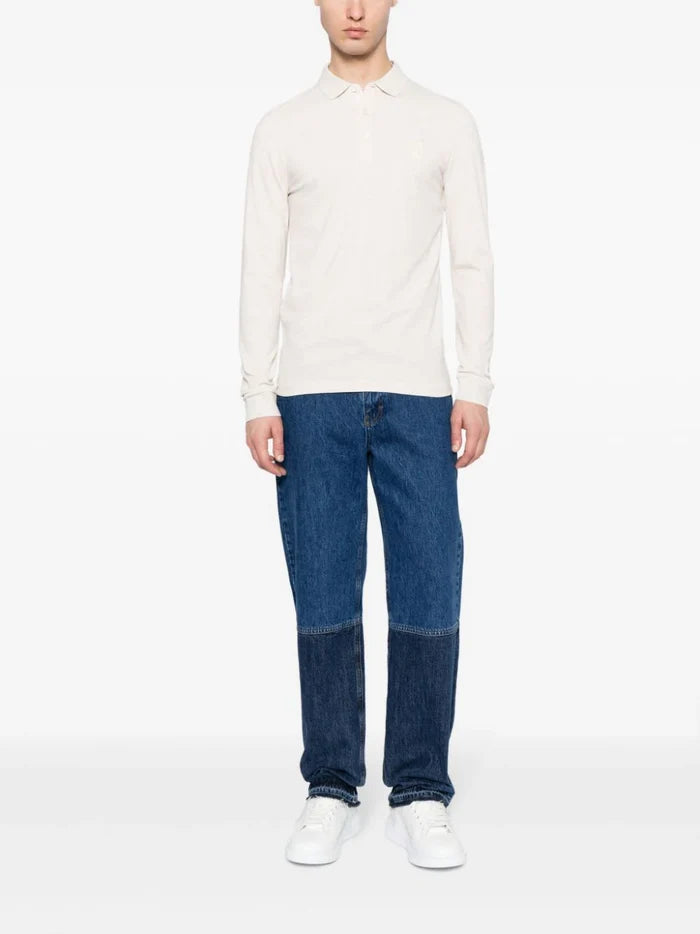 BOSS MEN Logo-Appliqué Cotton Polo Shirt Light Beige - MAISONDEFASHION.COM