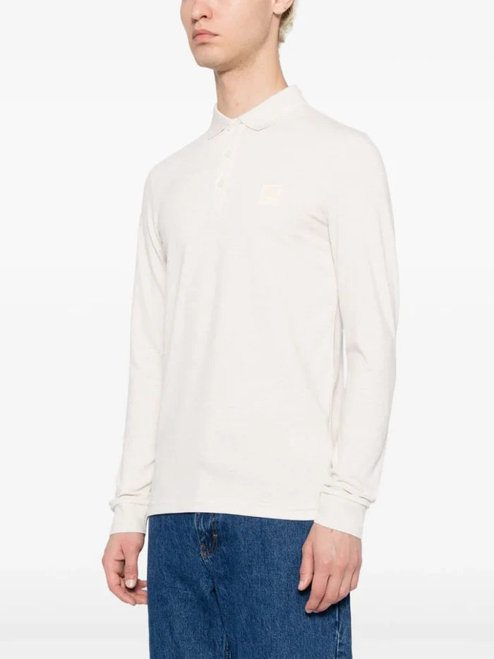 BOSS MEN Logo-Appliqué Cotton Polo Shirt Light Beige - MAISONDEFASHION.COM