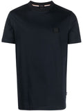 BOSS MEN Logo-appliqué Cotton Short-sleeved T-shirt Dark Blue - MAISONDEFASHION.COM