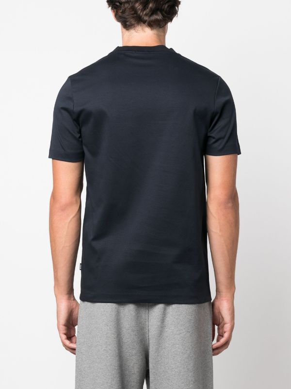 BOSS MEN Logo-appliqué Cotton Short-sleeved T-shirt Dark Blue - MAISONDEFASHION.COM
