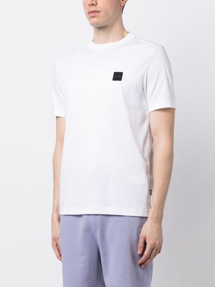 BOSS MEN Logo-appliqué Cotton Short-sleeved T-shirt White - MAISONDEFASHION.COM