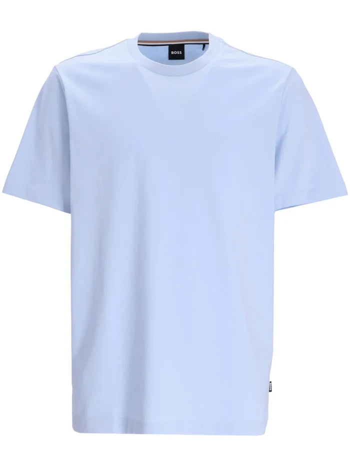 BOSS Logo Detail Cotton T-shirt Light Blue - MAISONDEFASHION.COM