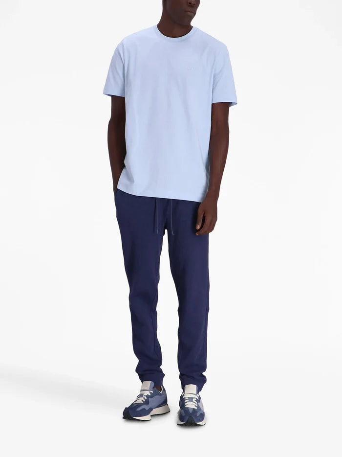 BOSS Logo Detail Cotton T-shirt Light Blue - MAISONDEFASHION.COM