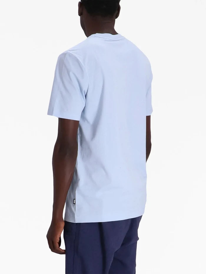 BOSS Logo Detail Cotton T-shirt Light Blue - MAISONDEFASHION.COM