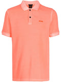 BOSS Logo-embossed Cotton Polo Shirt Bright Orange - MAISONDEFASHION.COM