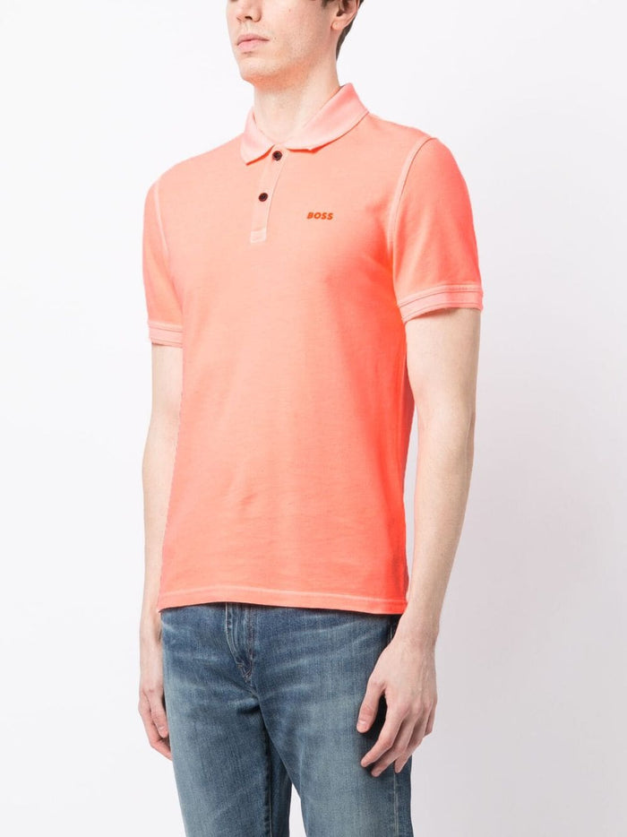 BOSS Logo-embossed Cotton Polo Shirt Bright Orange - MAISONDEFASHION.COM