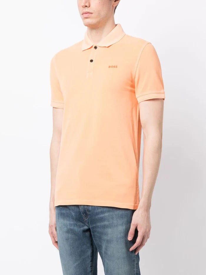 BOSS Logo-embossed Cotton Polo Shirt Light/Pastel Orange - MAISONDEFASHION.COM