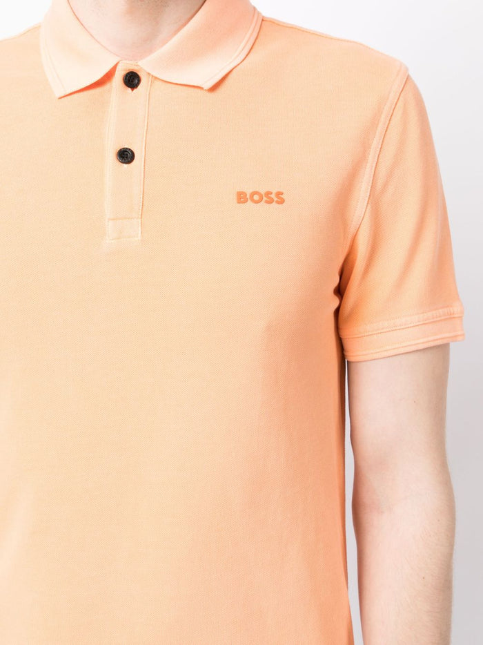 BOSS Logo-embossed Cotton Polo Shirt Light/Pastel Orange - MAISONDEFASHION.COM