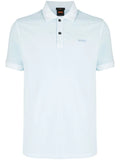 BOSS Logo-embossed Cotton Polo Shirt Open Blue - MAISONDEFASHION.COM