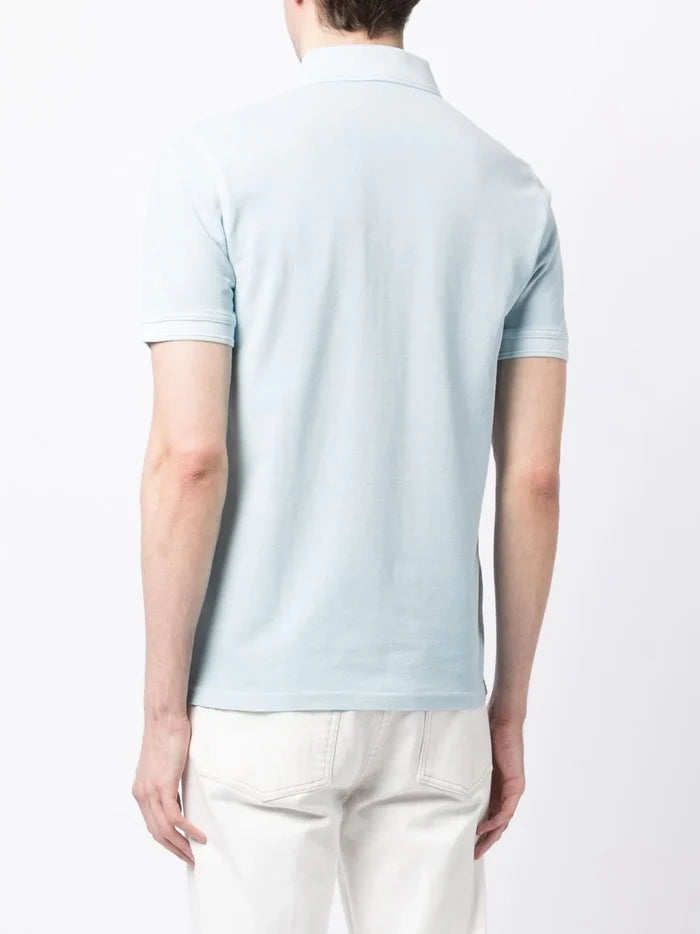 BOSS Logo-embossed Cotton Polo Shirt Open Blue - MAISONDEFASHION.COM