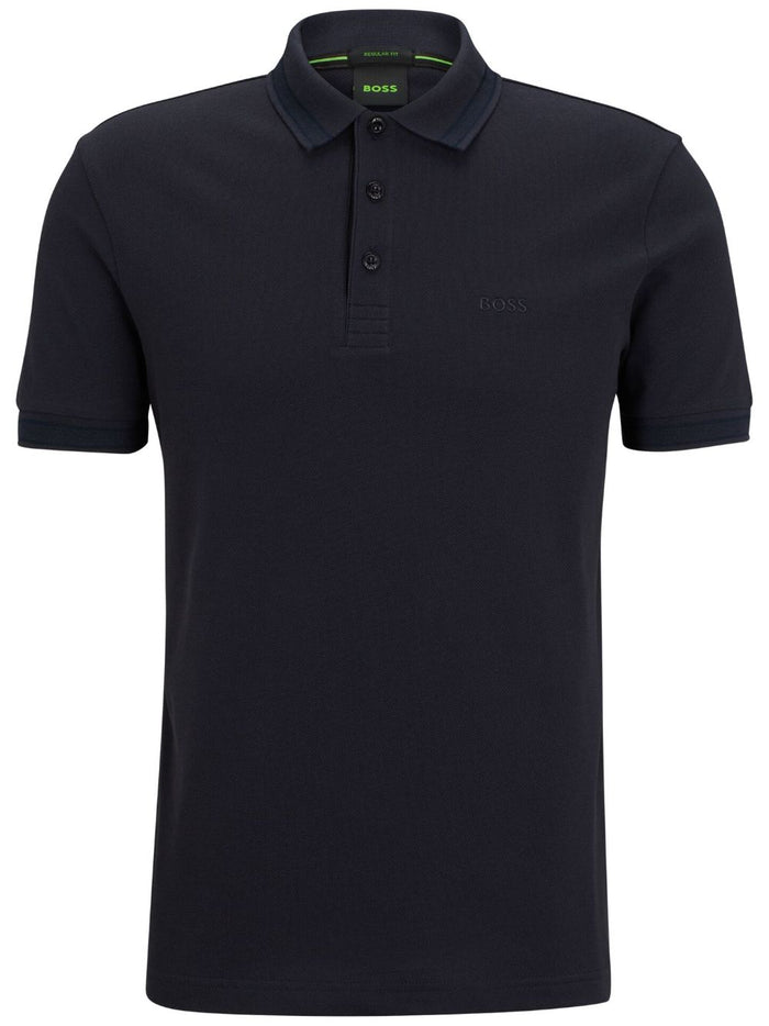 BOSS MEN Logo-embroidered Cotton Polo Shirt Navy - MAISONDEFASHION.COM