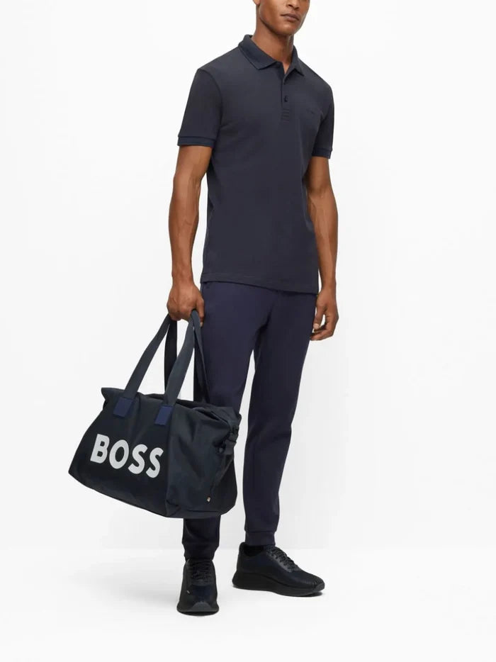 BOSS MEN Logo-embroidered Cotton Polo Shirt Navy - MAISONDEFASHION.COM
