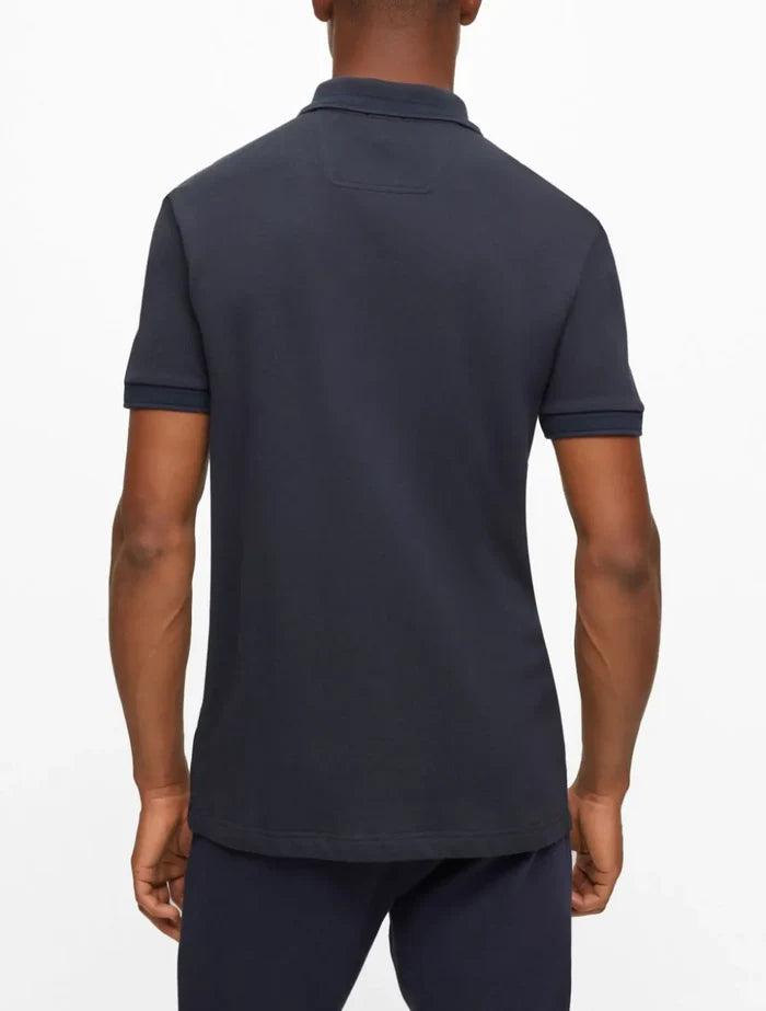 BOSS MEN Logo-embroidered Cotton Polo Shirt Navy - MAISONDEFASHION.COM