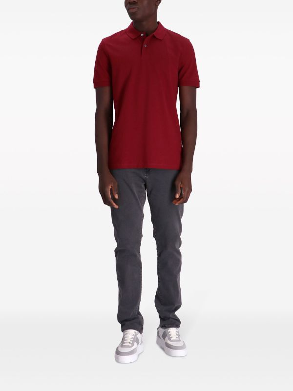 BOSS MEN Logo-Embroidered Organic Cotton Polo Shirt Dark Red - MAISONDEFASHION.COM