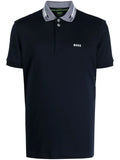 BOSS MEN Logo-Embroidered Short-Sleeved Polo Shirt Dark Blue - MAISONDEFASHION.COM