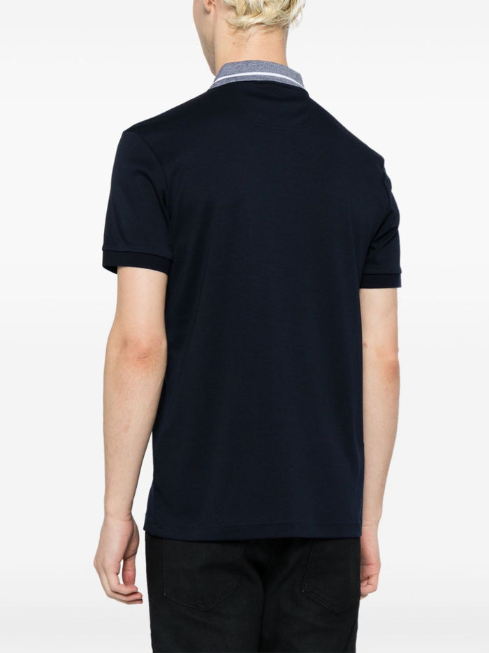 BOSS MEN Logo-Embroidered Short-Sleeved Polo Shirt Dark Blue - MAISONDEFASHION.COM