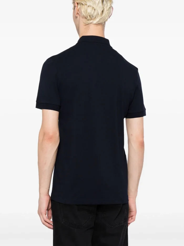 BOSS MEN Logo Embroidered Short Sleeved Polo Shirt Navy - MAISONDEFASHION.COM