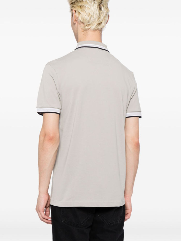 BOSS MEN Logo-embroidered Short-sleeved Polo Shirt Open Grey - MAISONDEFASHION.COM