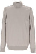BOSS Logo Embroidered Wool Blend Turtle Neck Sweater Light Beige - MAISONDEFASHION.COM