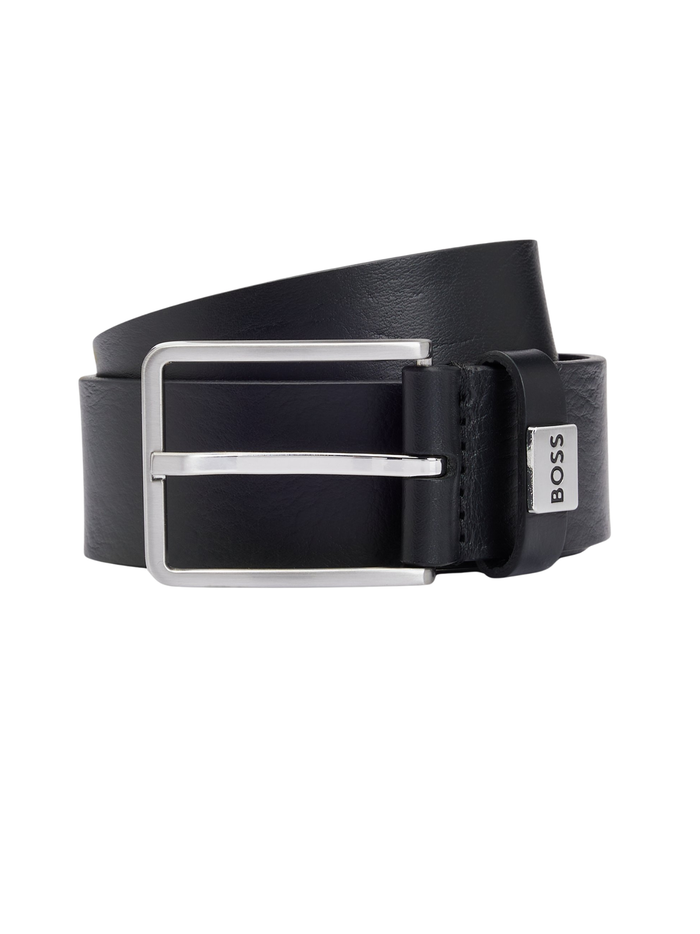 BOSS Logo Keeper Leather Belt Black - MAISONDEFASHION.COM