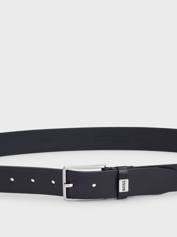 BOSS Logo Keeper Leather Belt Black - MAISONDEFASHION.COM