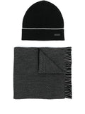 BOSS Logo-patch Beanie Set Black - MAISONDEFASHION.COM