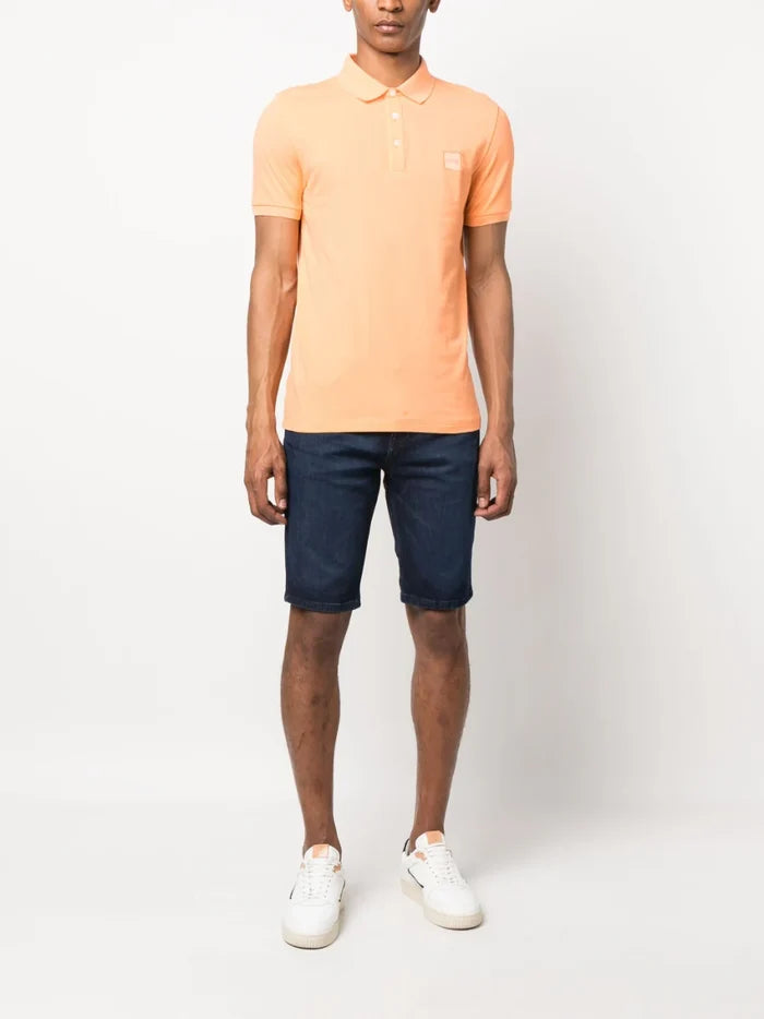 BOSS Logo-patch Cotton Polo Shirt Light Orange - MAISONDEFASHION.COM