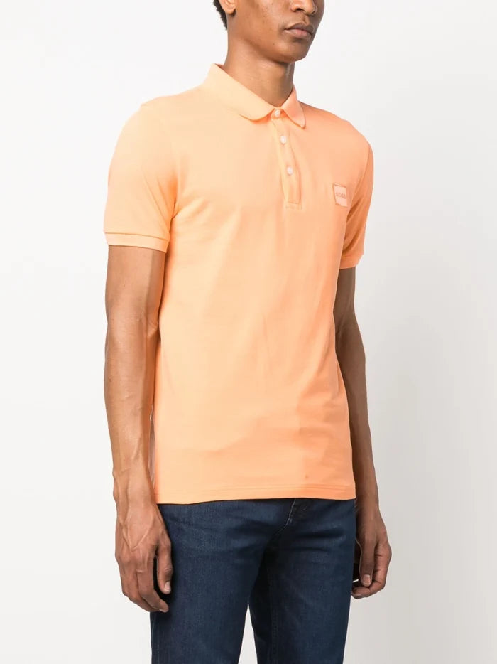 BOSS Logo-patch Cotton Polo Shirt Light Orange - MAISONDEFASHION.COM