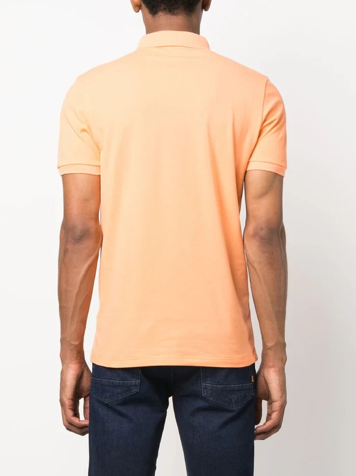 BOSS Logo-patch Cotton Polo Shirt Light Orange - MAISONDEFASHION.COM