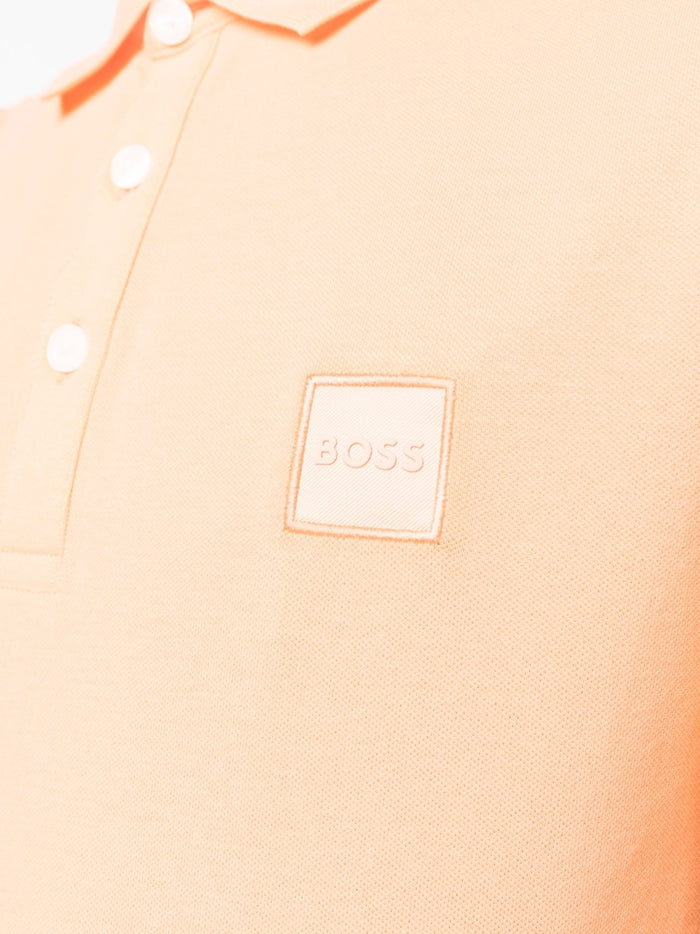 BOSS Logo-patch Cotton Polo Shirt Light Orange - MAISONDEFASHION.COM