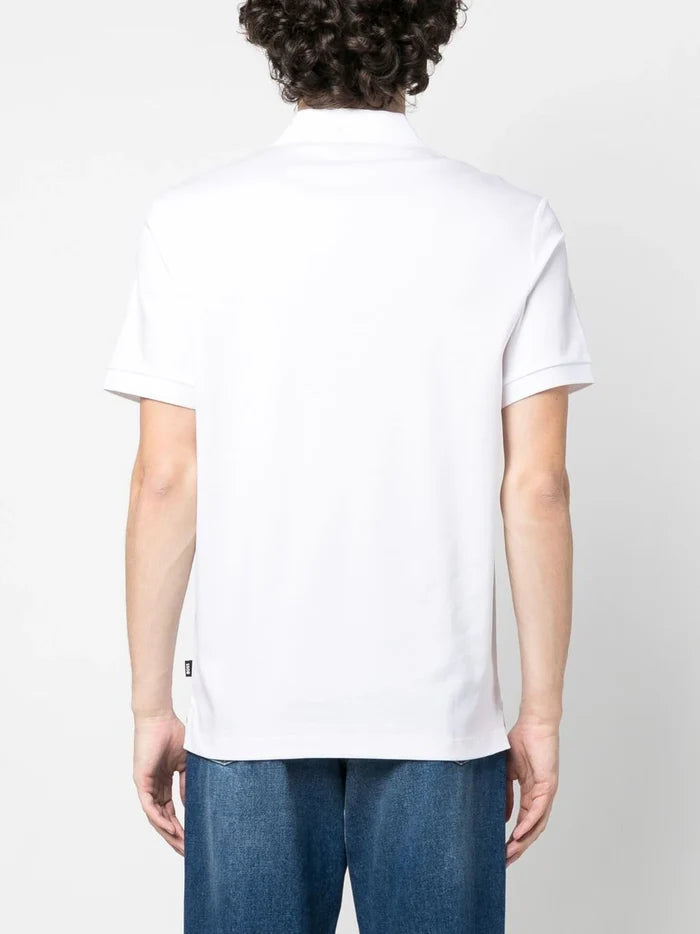 BOSS MEN Logo-patch Detail Cotton Polo Shirt White - MAISONDEFASHION.COM