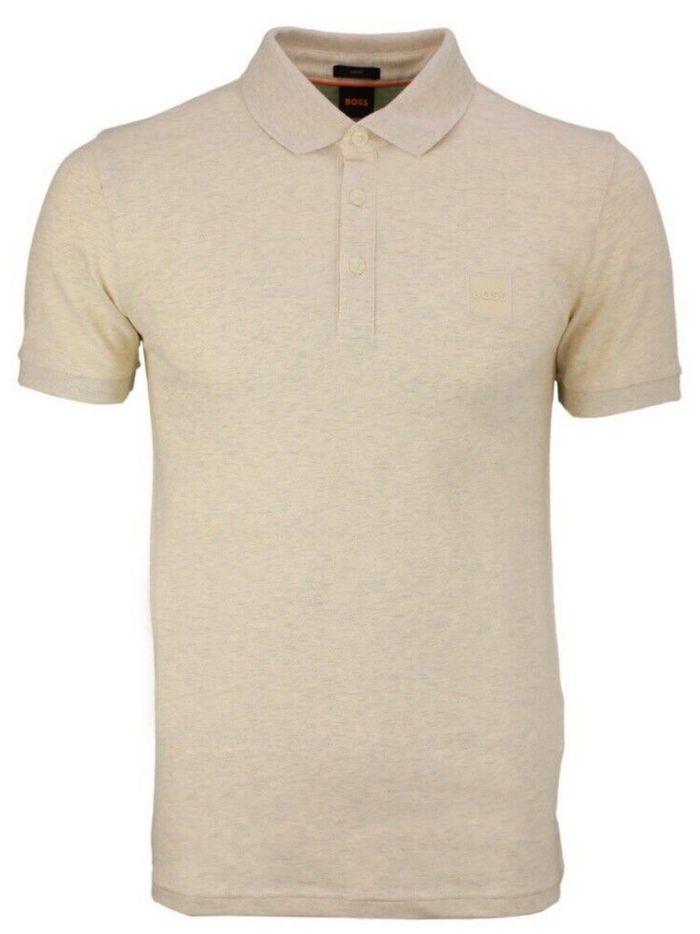 BOSS MEN Logo-patch Passenger Cotton Polo Shirt Light Beige - MAISONDEFASHION.COM