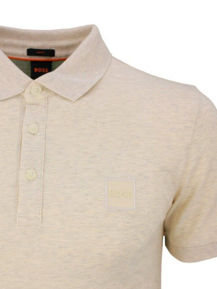 BOSS MEN Logo-patch Passenger Cotton Polo Shirt Light Beige - MAISONDEFASHION.COM