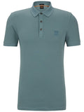 BOSS MEN Logo-patch Passenger Short-Sleeved Polo Shirt Light Blue - MAISONDEFASHION.COM