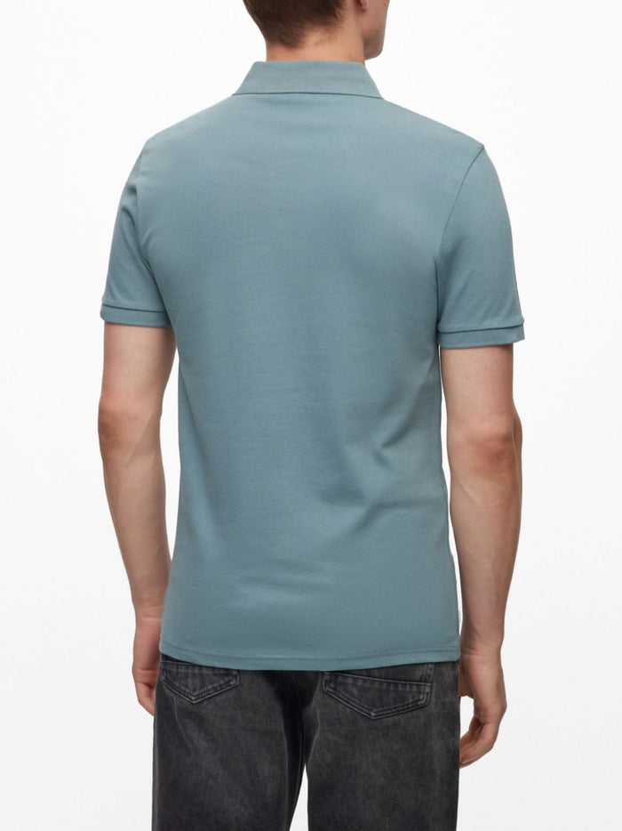 BOSS MEN Logo-patch Passenger Short-Sleeved Polo Shirt Light Blue - MAISONDEFASHION.COM